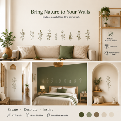 Re useable Beautiful Flower & Leaf Stencils Set