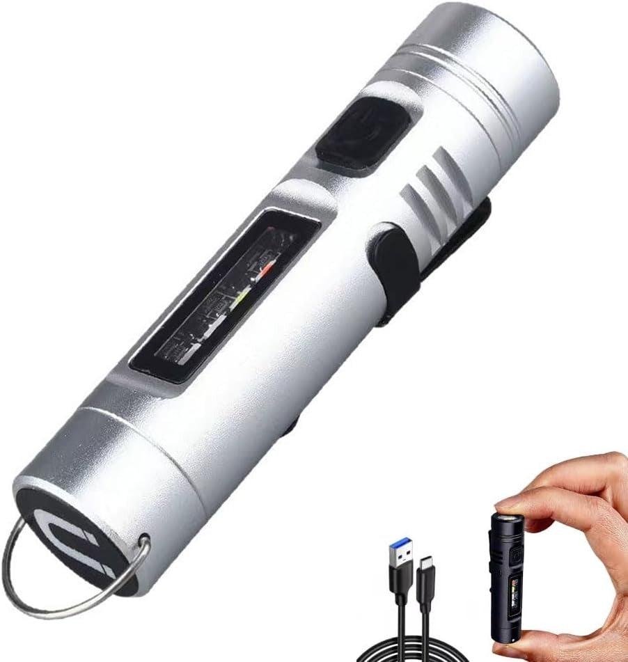 Multifunctional Mini Flashlight Keychain Made of Aluminum Alloy ( Lighter + 8 Light modes )