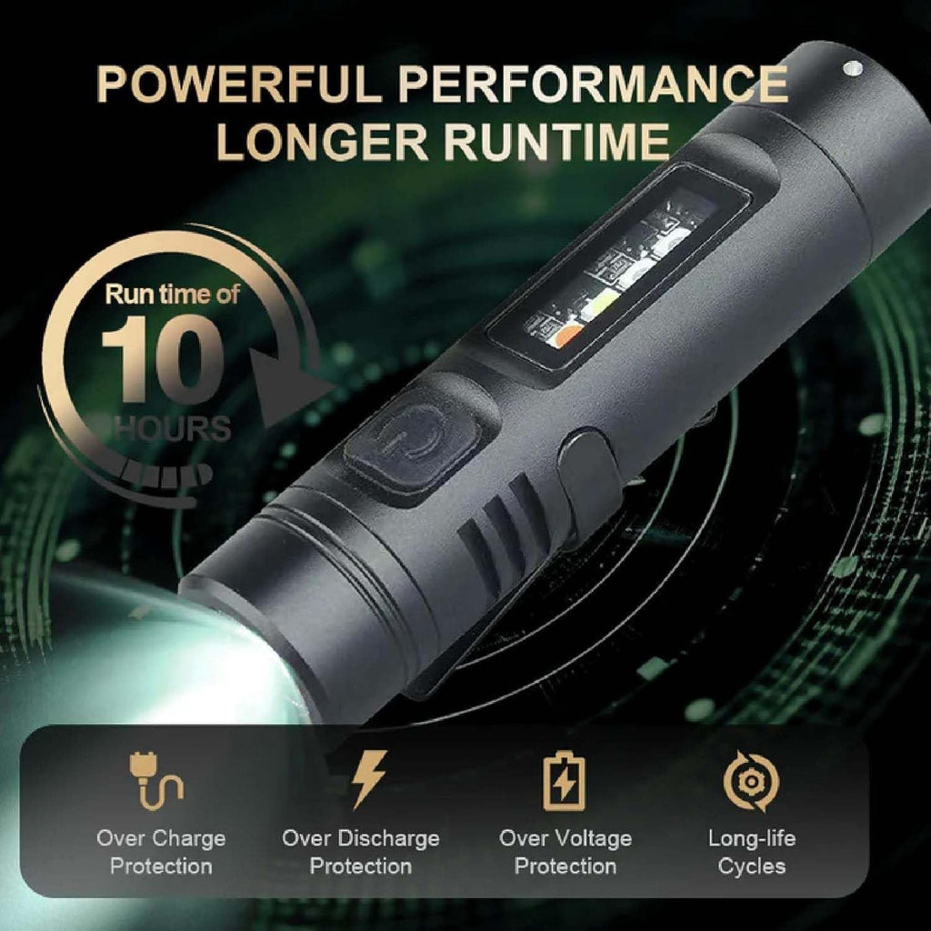Multifunctional Mini Flashlight Keychain Made of Aluminum Alloy ( Lighter + 8 Light modes )