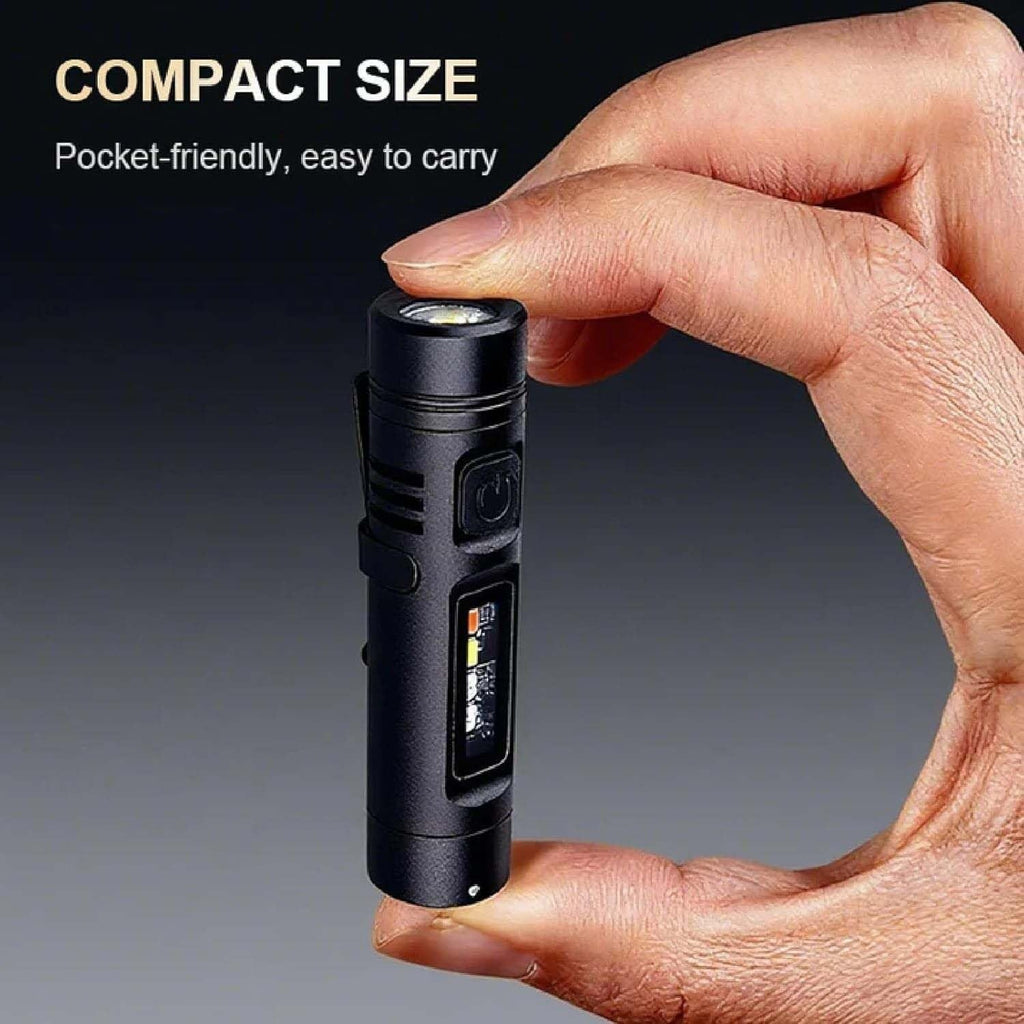 Multifunctional Mini Flashlight Keychain Made of Aluminum Alloy ( Lighter + 8 Light modes )
